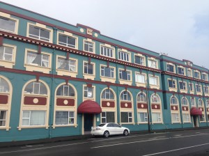 Devonport Flats -- one of New Plymouth's 1st apt buildings on site where settlers first leased land