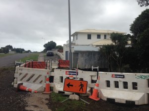 Thank goodness for the sign telling us to go around -- otherwise we would have climbed over the barriers