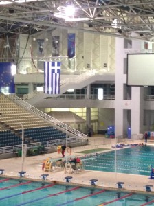 The inside of the swim and diving center -- in use!