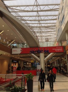 With the store selection, we could have been in an American mall. But nice, natural lighting and top-floor restaurants have view of the Olympic Stadium.