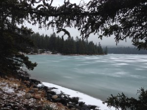 One of the lakes near the Fairmont Jasper -- where they aren't shy with their pricing.  A 12 oz bottle of soda was $4.50 and a 2-3 oz tiny bottle of Kahului was $11.  We stuck with our picnic lunch!