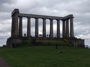 National Monument of Scotland ( incomplete Parthenon) built to commemorate Scotts who died in the Napoleonic Wars. Construction started in 1826 but was left incomplete in 1829 due to lack of funds.