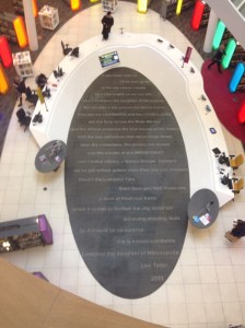The poem on the floor of the atrium which describes best things to see and do in Liverpool