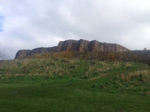 View of Holyrood Park and the crags, as we head towards Arthur's Seat.