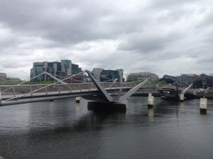 One of the bridges over the River Liffey which runs through Dublin.