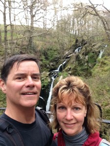 Selfie in front of waterfall