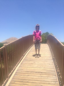 We walked the whole area to check out campsites, the general store, and this fun, steep bridge over the boat docking area.