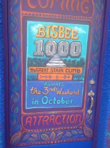 Sign near the 8th set of steps for the race.