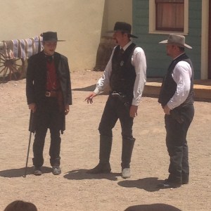 The good guys (per the performance) -- Wyatt Earp (middle), Doc Holliday (left), and Virgil Earp (or the other Earp brother)
